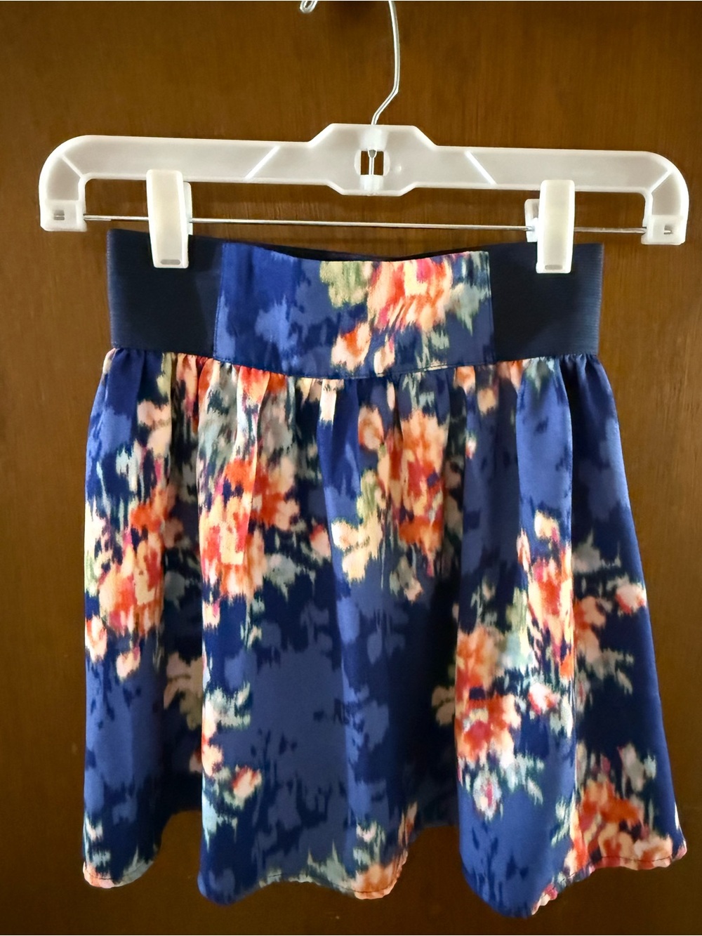 Joe Benbasset Navy Floral Skater Skirt with Elastic Waistband